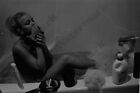 casual candid of pretty blonde woman in tub vintage 35mm Negative  Ag5