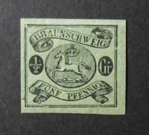 1861 Mi: 50,- MiNr 10 A Wappen 1/2 Gr. schwarz auf grün ungebraucht mit Falz - Bild 1 von 2