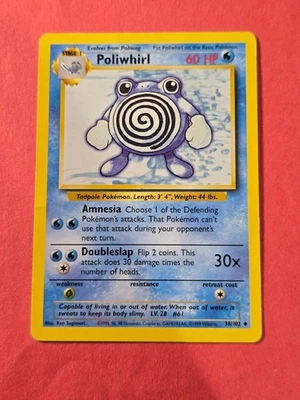 1999 Pokemon Base Unlimited #38 Poliwhirl, UC, NF/H, cds1 - Image 1 of 3