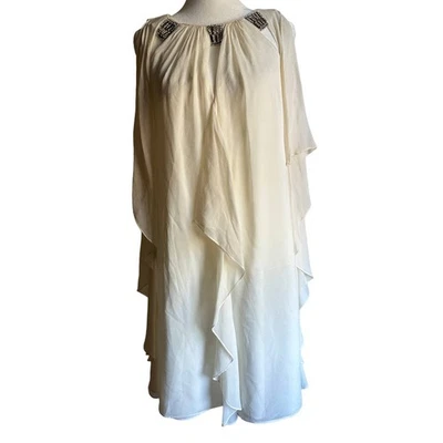 BADGLEY MISCHKA Collection Cream Jeweled Neck Ruffle Dress Little white Small - Image 1 of 4