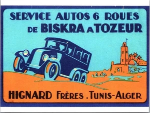 Service Autos 6 Roues de Biskra a Tozeur 4x6 advertising TUNIS-ALGER Postcard - Picture 1 of 2