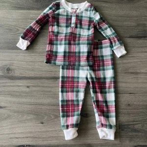 PJ Place Pajama 2 pc Set Red Green And White Plaid Size 9-12 Months - Picture 1 of 3