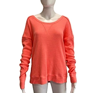 We the Free Neon Waffelstrick Langarmshirt Damen Größe M lässig U-Ausschnitt - Bild 1 von 14