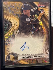 2024 Bowman’s Best Jackson Merrill Gold Auto /50 RC Rookie B24-JM Padres - Picture 1 of 5