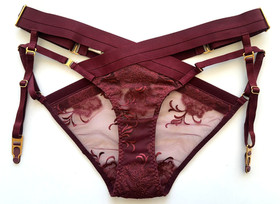 BORDELLE NWOT  Amaya Harness Brief Morello S 2 RRP $276 *NO TARIFFS U.S. Buyers*