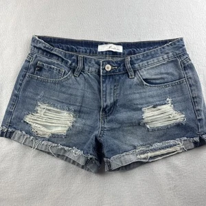 Pantaloncini jeans KanCan con polsini invecchiati denim blu donna taglia media - Foto 1 di 6