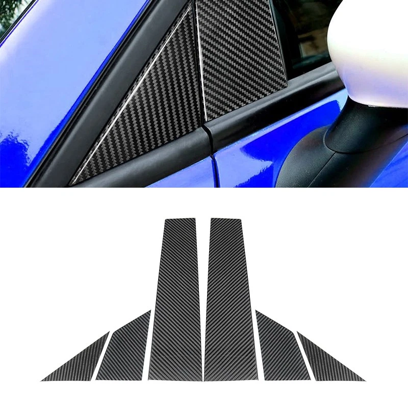 Cubierta decorativa de pilar B triángulo lateral coche fibra de carbono verdadera para Fiat 500 2012-2023 Foto 1 de 4