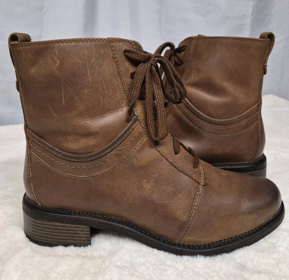 Clarks Botas Mujer Talla 10 Marrón Cuero Con Cordones Tobillo Moda Botín Envejecido  Foto 1 de 4
