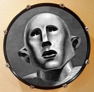 Queen, Roger Taylor, 22" Bass Drum Head, News of the World, "Frank the Robot" - Picture 1 of 5