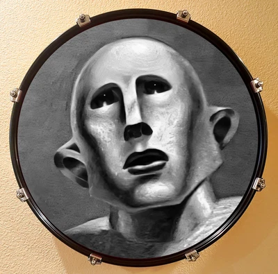 Queen, Roger Taylor, 22" Bass Drum Head, News of the World, "Frank the Robot" - Image 1 of 4