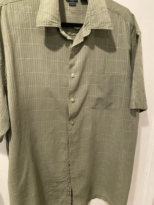 Van Hausen Checkered Button Up Shirt XL T With A Pocket Light Olive - Image 1 of 4
