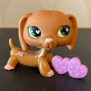 Authentischer Littlest Pet Shop #556 braunes Herz Valentinstag Dackel Hund - Bild 1 von 12