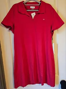 Polo rossa manica corta donna TG XL CALVIN KLEIN mini camicia abito golf nuova con etichetta - Foto 1 di 11
