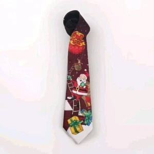 Christmas Santa On Rooftop Reindeer Presents Men's Necktie  - Picture 1 of 8