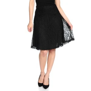 Kate & Mallory® Knit & Lace Fully Lined Knee-Length Skirt Black 3X A436603 evine - Picture 1 of 2