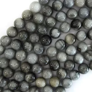 Cuentas redondas ojo de halcón gris natural 15,5" hilo ojo de águila 6 mm 8 mm 10 mm S2 - Imagen 1 de 4
