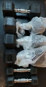 Two5/20/25/ lbs Rubber Coated Hex Dumbbell Hand Weight Set Hexagonal
