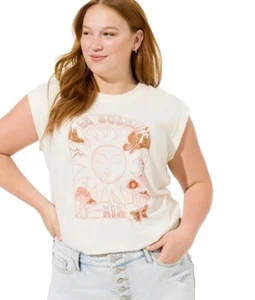 Torrid Women Graphic Sun Short Dolman Sleeve Cotton Jersey Tee Shirt Top Plus 4X - Picture 1 of 4