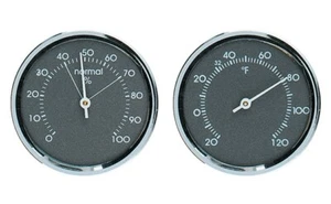 Analog Thermometer and Hygrometer Humidity Gauge Set - Gray with Chrome Bezel - Picture 1 of 5