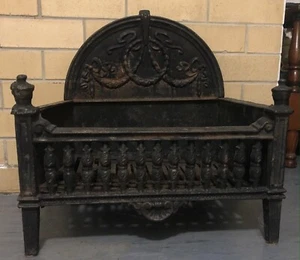 Antique Cast Iron Fireplace Grill Circa Early 1900's. Black with Rust Unique - Picture 1 of 4