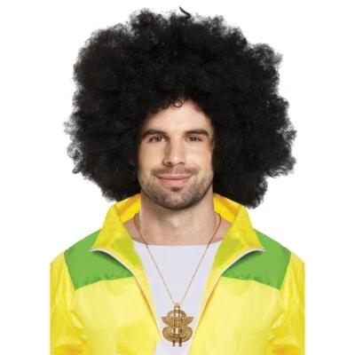 Peluca afro gigante negra años 70, 80 para festivales, despedidas de soltera, disfraces y más Foto 1 de 2