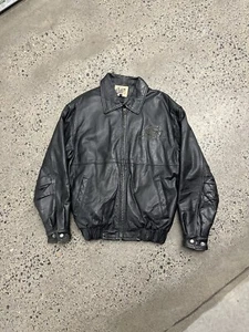 Chaqueta Bomber Hombre’s Rara Vintage Gold’s Gym 90’s Cuero Genuino Pequeña - Imagen 1 de 4