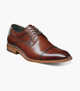 Stacy Adams Men's Dickinson Cognac Cap Toe Oxford Dress Shoes - 25066-221 Stock - Picture 1 of 3