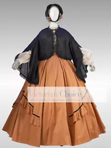 Victorian 19th Century 3PC Wrapper Dress w. Train Period Theater Clothing 2301 - Picture 1 of 8