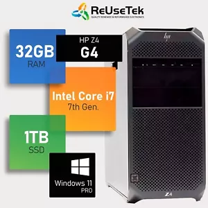 HP Z4 G4 Workstation Intel i7-7800X 3.50GHz 32GB RAM 1TB SSD Radeon Pro WX 3100 - Picture 1 of 14