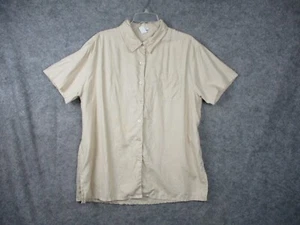 Jessie Sport Linen Shirt Womens 1X Plus Beige Buttons Ladies tunic Collared slit - Picture 1 of 16