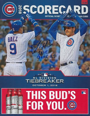 2018 BREWERS Josh Hader signed Scorecard w/ Save Game 163 AUTO vs CUBS JSA COA - Image 1 of 2