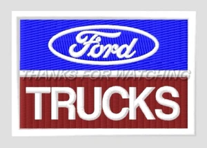 PARCHE BORDADO FORD TRUCKS 3-1/2" X 2-3/8" HIERRO/COSER EN F150, 250 350 TODOTERRENO - Imagen 1 de 2