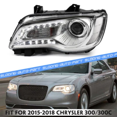 Driver For 2015-2023 Chrysler 300 Chrome Halogen LED DRL Projector Headlight LH Foto 1 de 4
