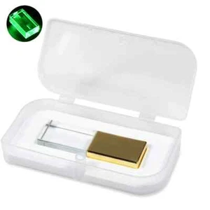 Green LED USB Flash Drive 64GB Free Custom Logo Crystal Pen Drive Plastic Box - Afbeelding 1 van 44