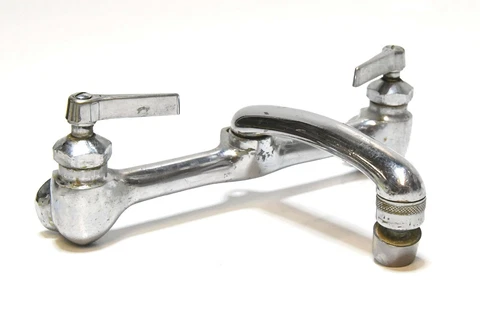 VINTAGE INDUSTRIAL NICKLE OVER BRASS WATER FAUCET SET FIXTURE HORIZONTAL MOUNT Cover