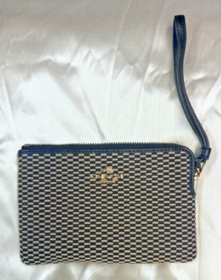 Monedero Coach Muñequera Esquina Cremallera Legado Jacquard Negro Leche F13311 Foto 1 de 4