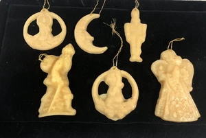 Vintage Natural Beeswax Christmas Ornaments Star Snowman Nutcracker Angel 5+ - Picture 1 of 16