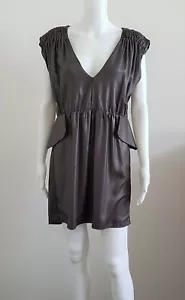 WHITE SUEDE Shine Deep Vee Dress Military ~ Womens Size 12 ~ RRP$340 ~ BNWT - Picture 1 of 9