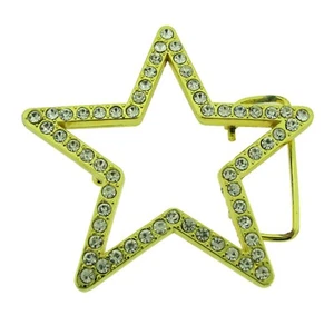 New Star Belt Buckle Gold Metal Rhinestones Blinged Rock Punk Iced Goth TATTOO - Picture 1 of 4