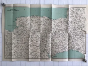 DEVON & SOMERSET 1950s Antique County Touring Map, Bartholomew Bideford Bay - Picture 1 of 7