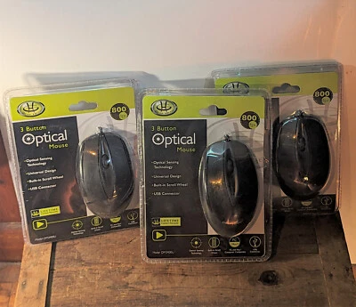 Lot of 3 - Gear Head 3 Button Optical Mouse Model# OM3400U - Image 1 of 2