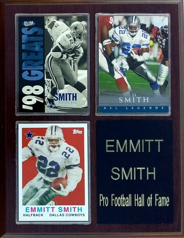 Emmitt Smith Dallas Cowboys 3-Card 7x9 Plaque Cover