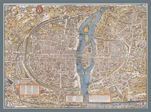 Designer decoration Poster.Paris Aerial view.Map.Room Decor art print.q510 - Picture 1 of 1
