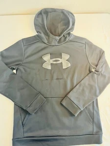 Under Armour Boys Youth YXL Fleece Big Logo Hoodie Sweatshirt Black - Picture 1 of 5