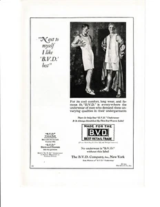 B.V.D. Underwear For Men Print Ad 1924 Two Men In Underwear  - Picture 1 of 1