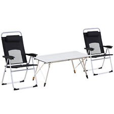 Outsunny Aluminium Camping Table and Camping Chairs Set, Foldable