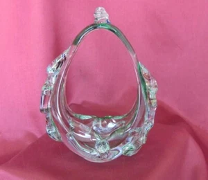 VINTAGE ITALIAN MURANO CRYSTAL GLASS BASKET BOWL BONBONIERRE - Picture 1 of 15