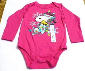 Okie Dokie Infants Snoopy Peanuts Christmas Pink One Piece Outfit - Size 24 mo. - Picture 1 of 3