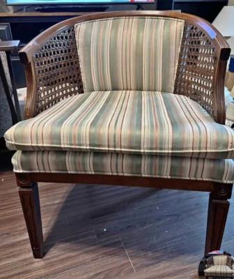 MCM Kincaid Co. Upholstered Cane Accent Chair - Image 1 of 4