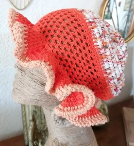 Bonnet Bob Chapeau crochet fait main modèle unique NEUF Bohème Hippie Vintage - Imagen 1 de 4